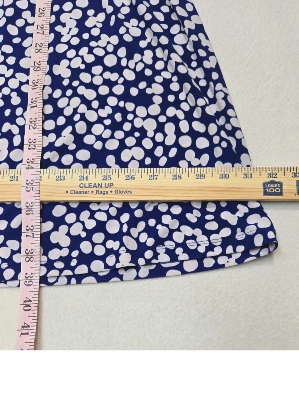 Chaps Sleeveless Faux Wrap Dress Blue & White Polka Dot Fit & Flare size L Large - Picture 10 of 14